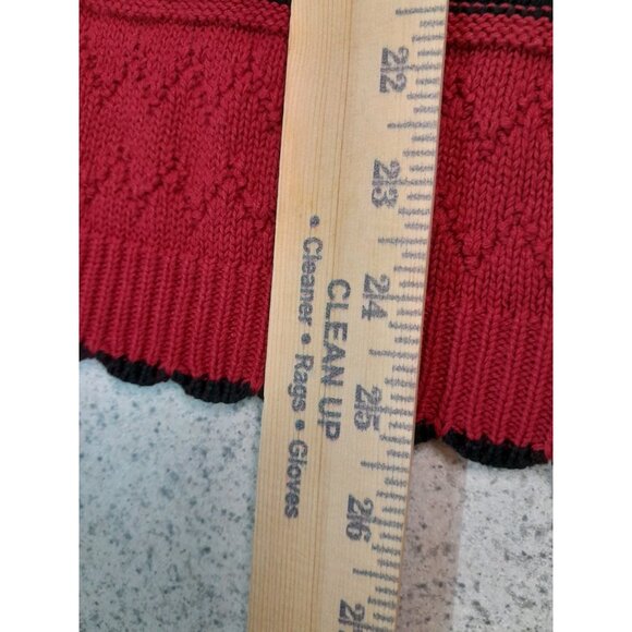 Vtg Womens Grandpa Sweater Sz Small Knit Polo 3D Red Black Blue 90s Fair Isle - Picture 5 of 6
